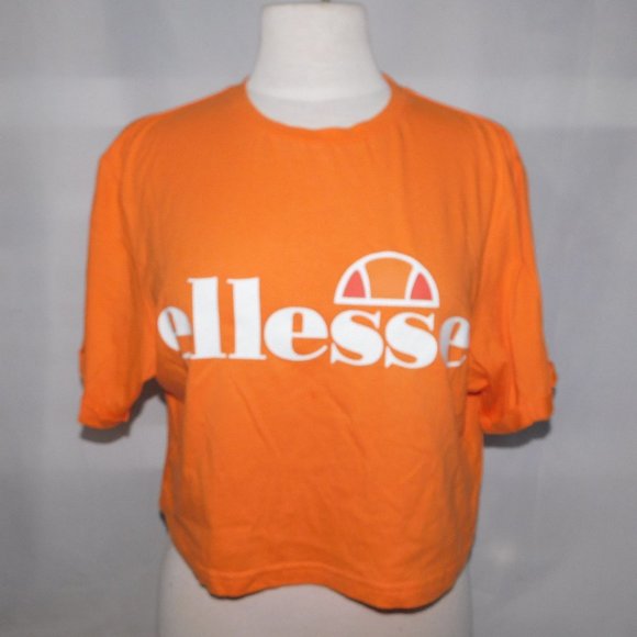 Ellesse  Logo Heritage Womens L Orange Alberta crop top T Shirt - Picture 1 of 9